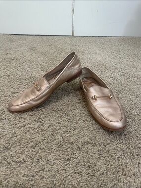 Sam Edelman Metallic Rose Gold Loafers with Gold Accent
